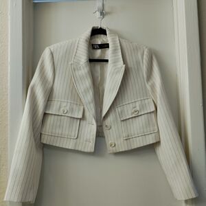 Zara Striped Cropped Blazer
